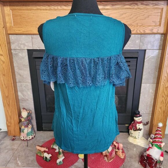 Gypsies & Moondust Be Bop Ruffle-Trim Cold-Shoulder Top NWT - Picture 4 of 5